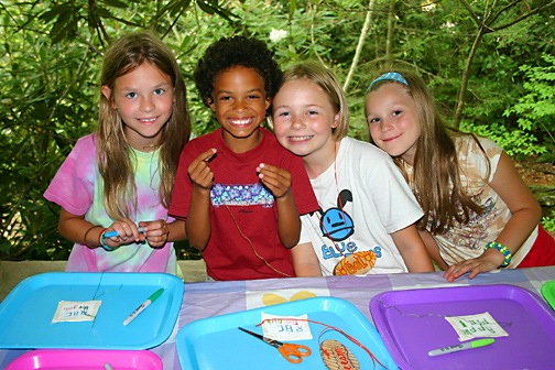Children Needlecraft at Summer Camp