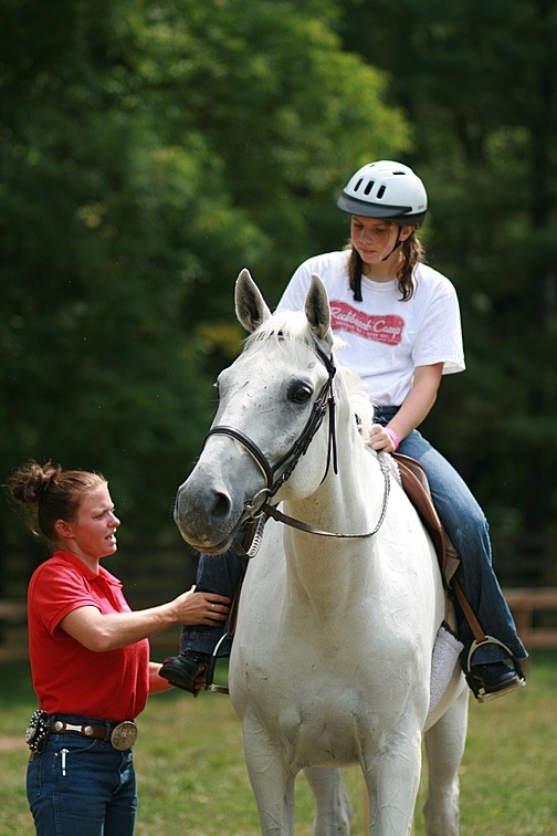 girls riding horses at Rockbrook horseback summer camp