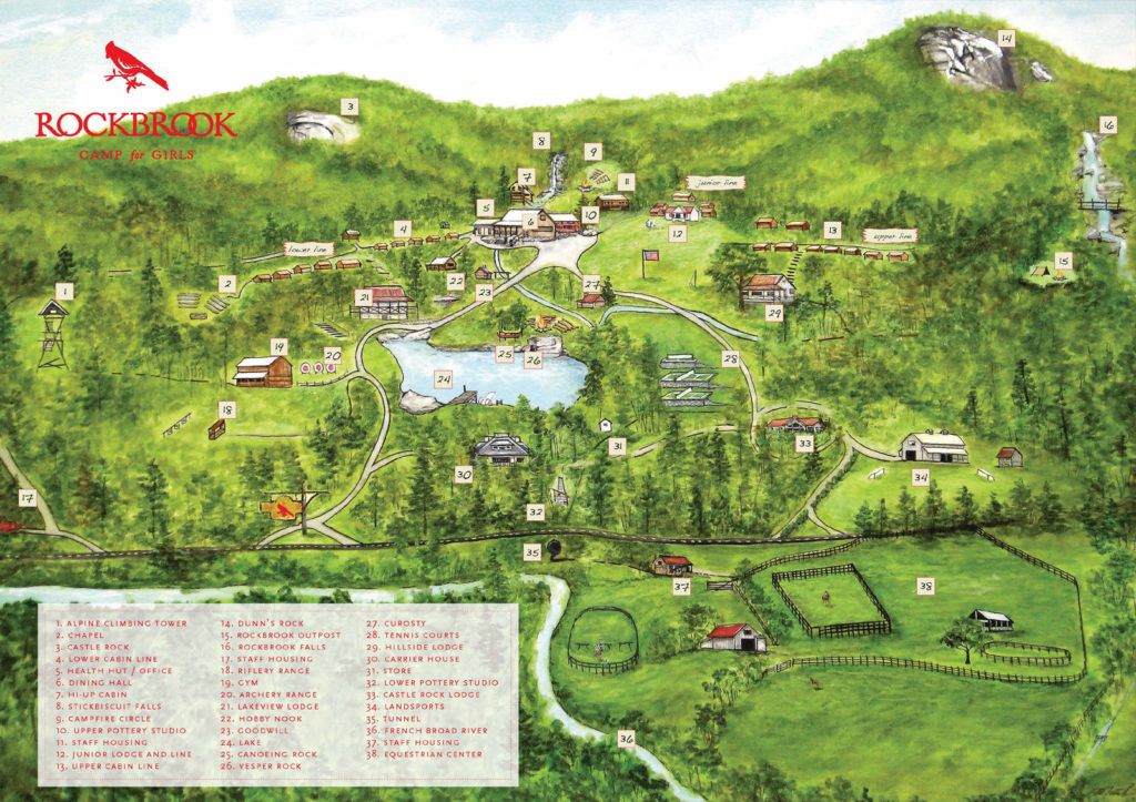 Rockbrook Camp Labeled Map