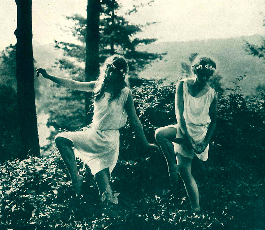 girls dancing as wood fairies