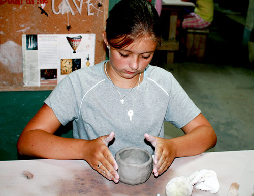 Making ceramics by hand at summer camp