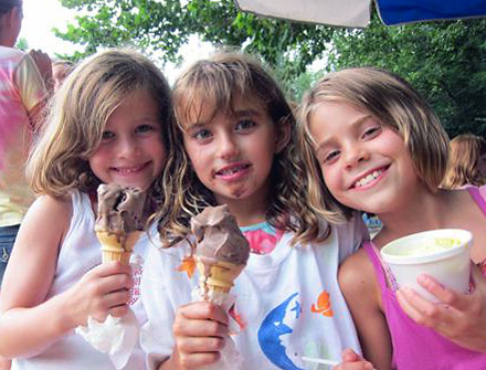 Kids enjoying ice cream at summer camp