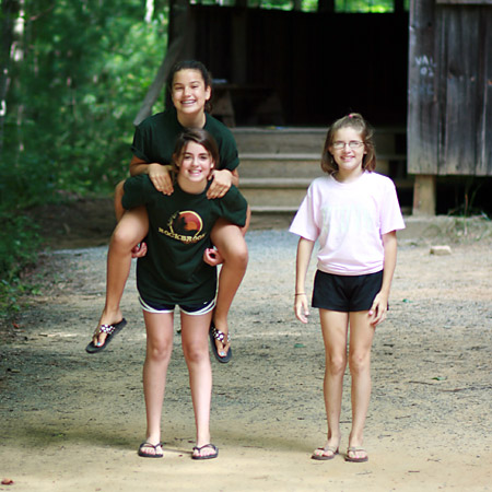 Girls Move Outside at Camp
