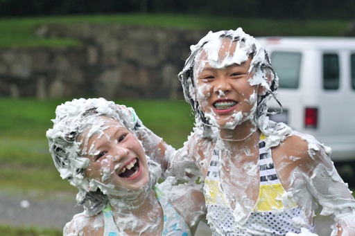 shaving cream fight asian girls