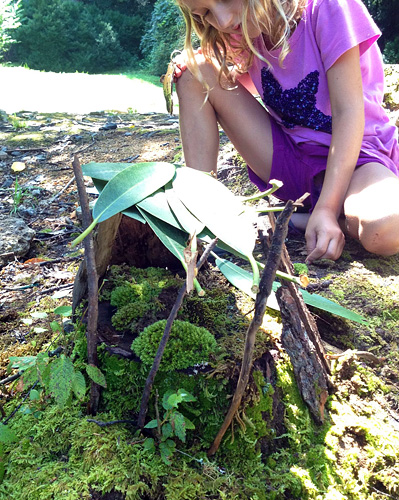 Fairy House made from natural materials at summer camp