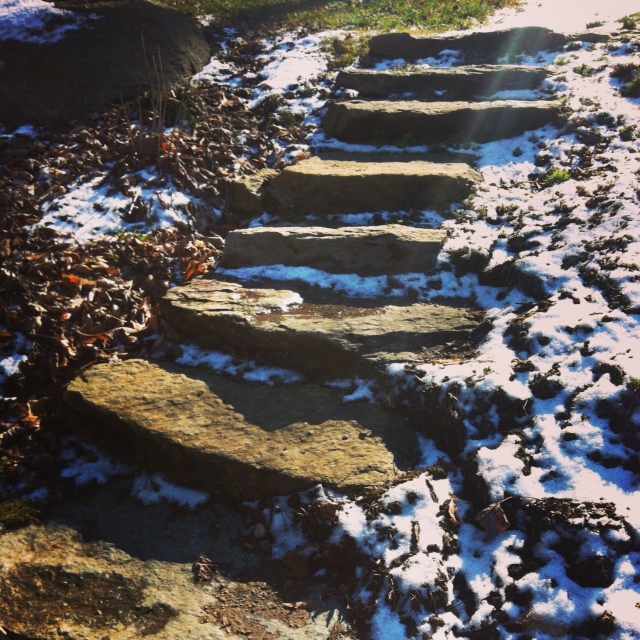Rock stairs at camp
