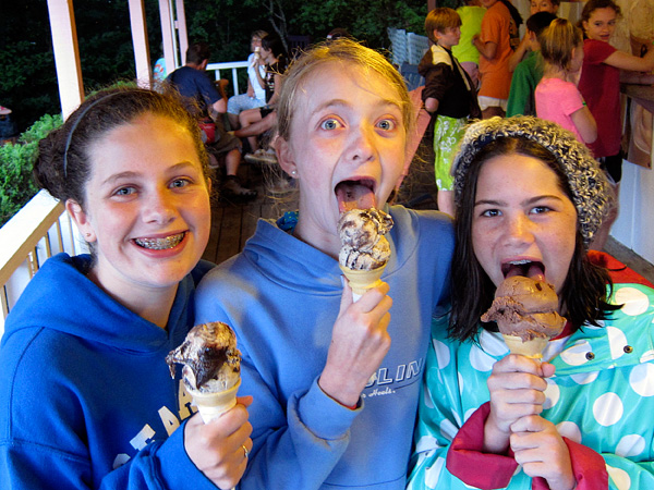 Camp Girls eating ice cream at Dolly's Dairy bar