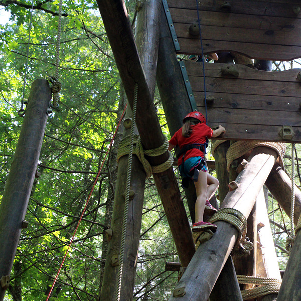 Alpine Tower high ropes course climber