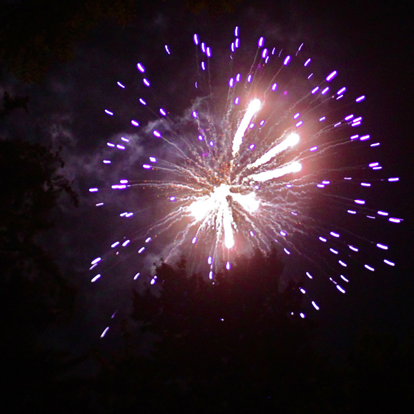 A huge fireworks show at Rockbrook Camp
