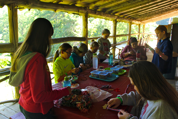 Girls Craft Table at summer camp