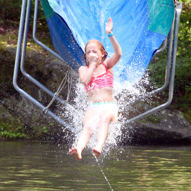 Summer camp water slide girl
