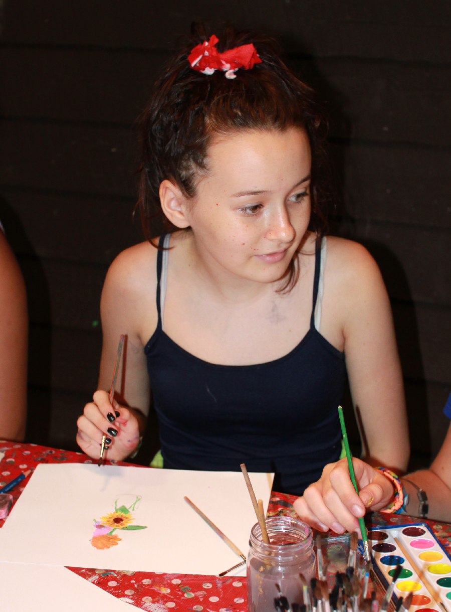 Painting Girl at summer camp