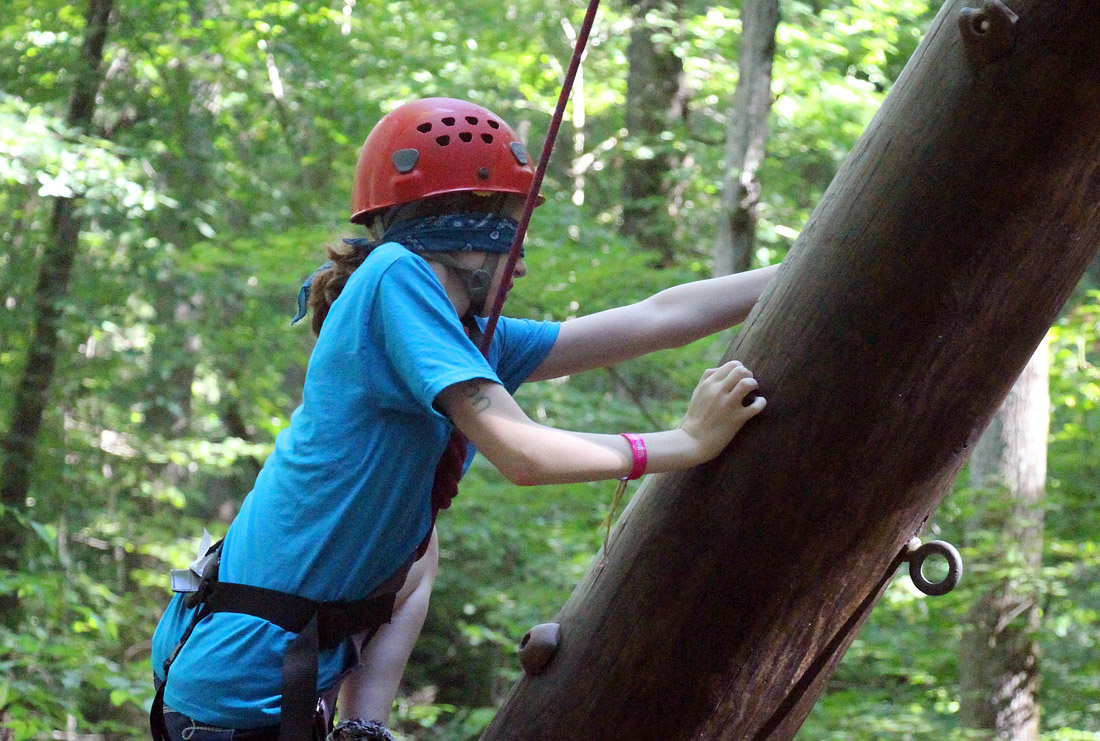 Camp Tower climbing blindfolded