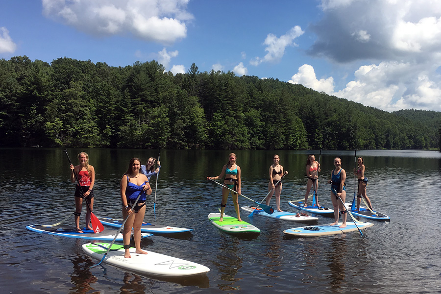 camp paddle boarding