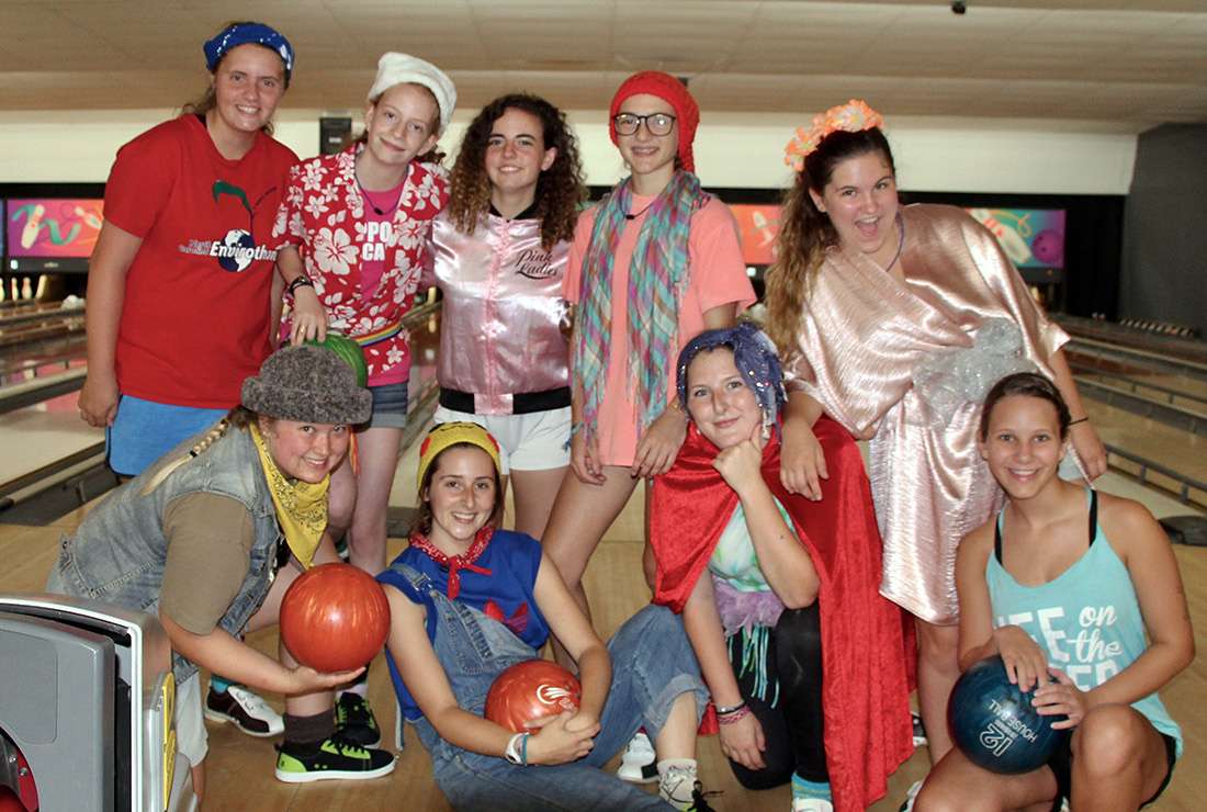 teen girls dressed for bowling