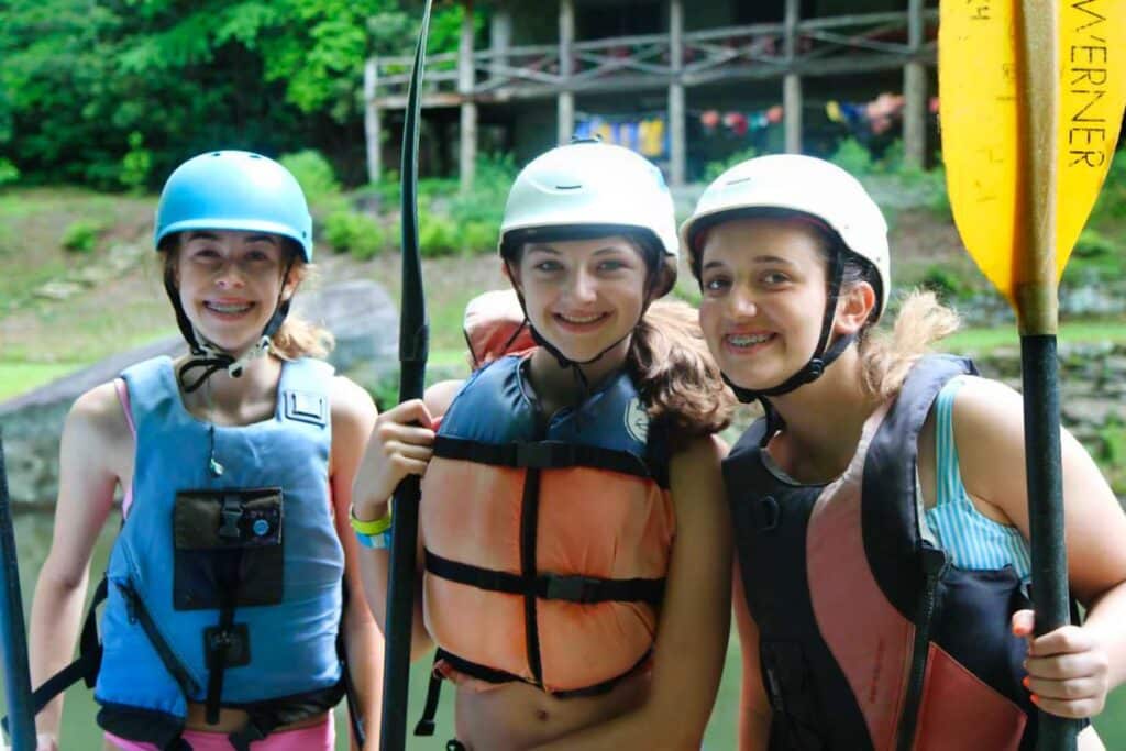 girls camp kayaking
