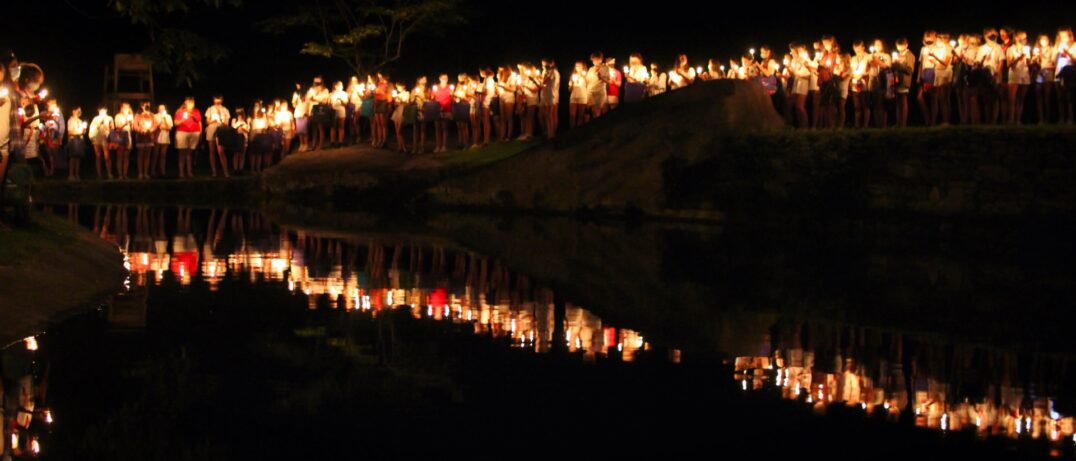 camp lakeside candle ceremony