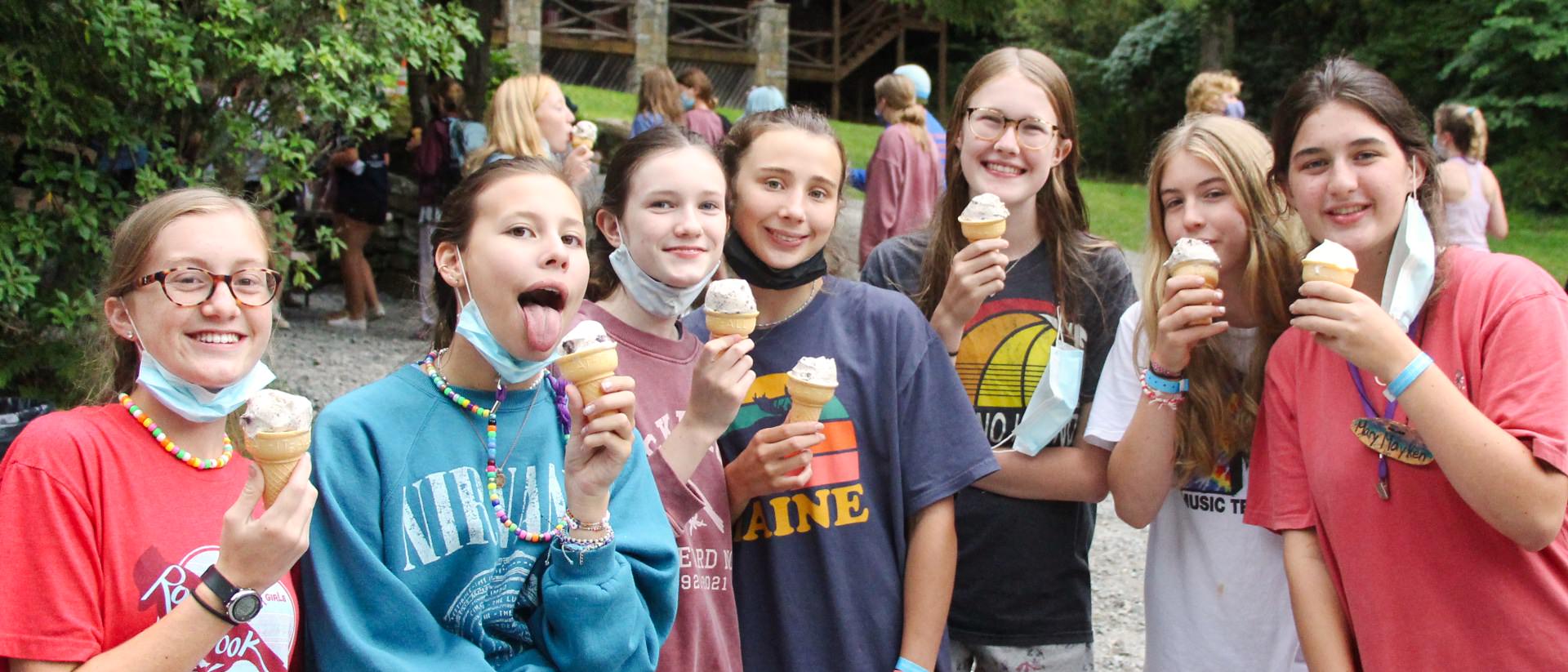 teenage girls eating ice cream