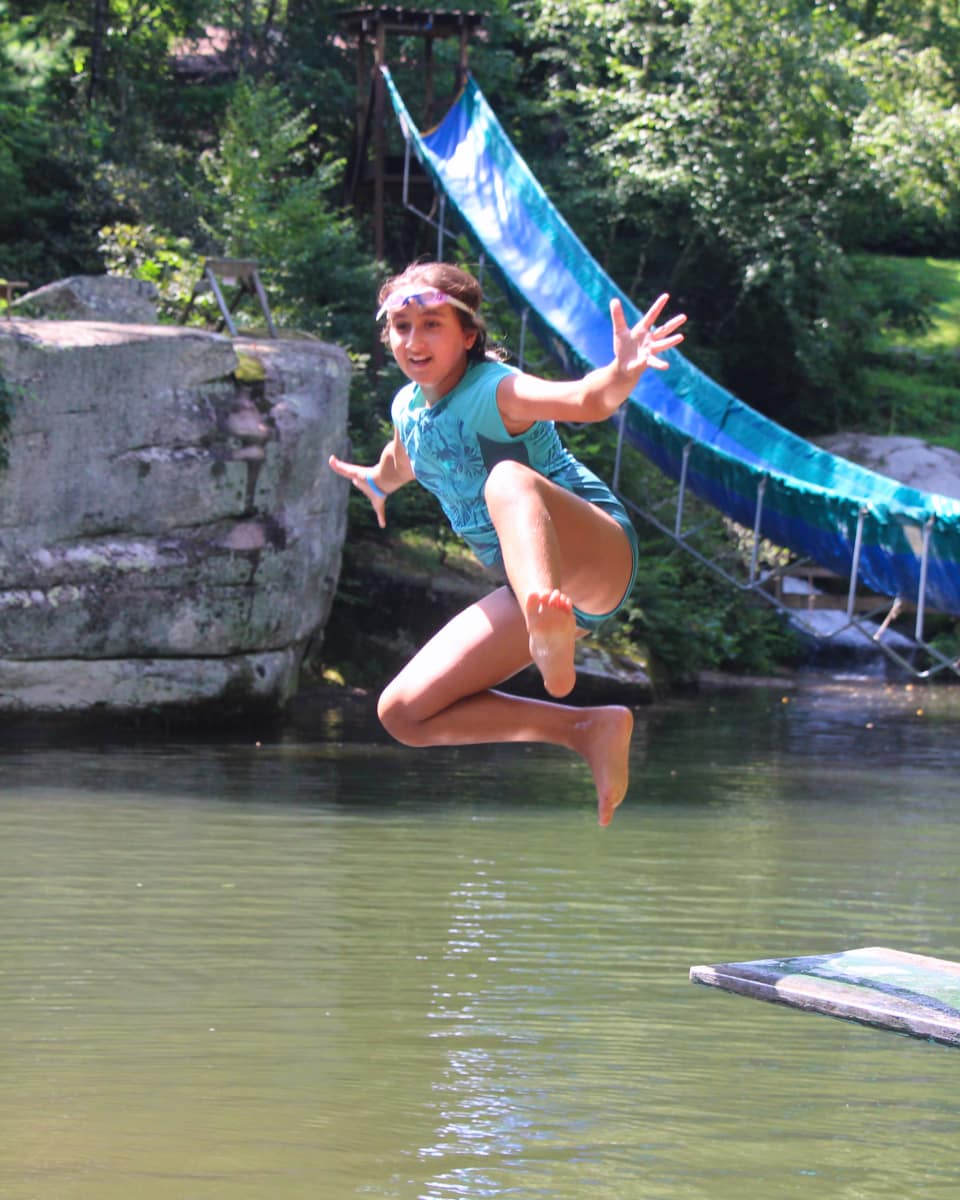 summer camp lake jump